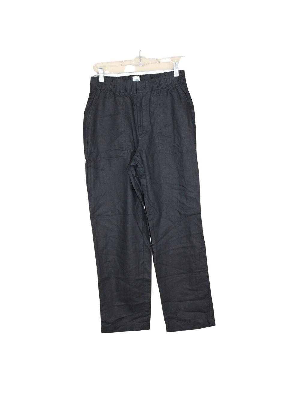 Gap Black Pleated Linen Elastic Waist Mid Rise Casual Boho Pants Size XS‎